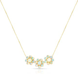 Three Floral Opal Cabochon Necklace, 18K