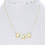 Three Floral Opal Cabochon Necklace, 18K