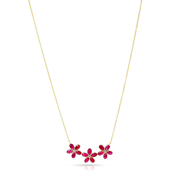 Ruby and Diamond Floral Necklace, 18K