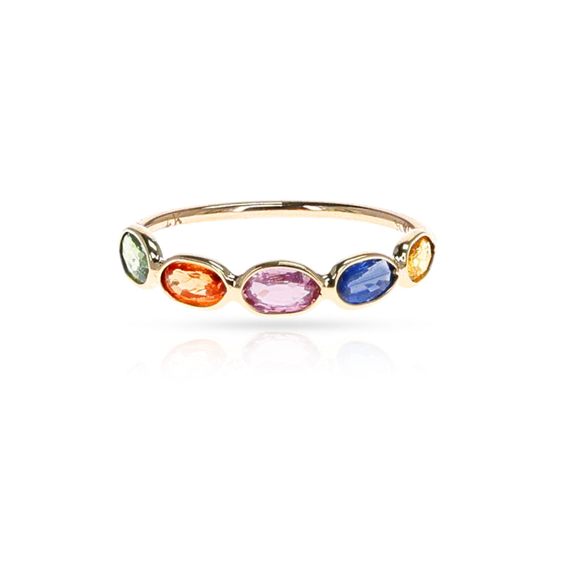 Horizontal Multi Sapphire Half Band, 18K