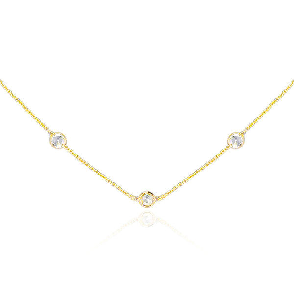 Five Diamond Rose Cut Necklace, 18K