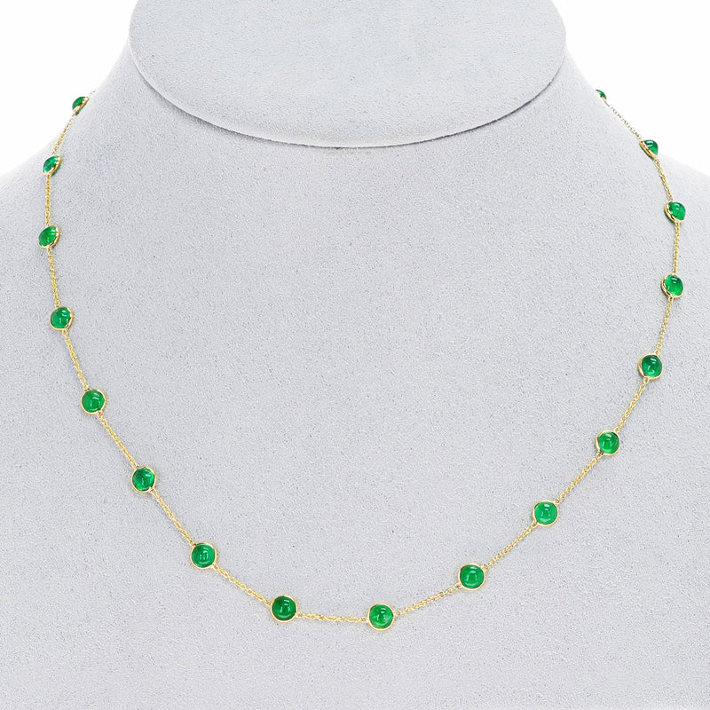 Emerald Cabochon Necklace , 18K