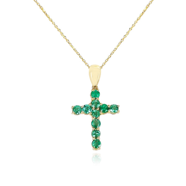 Gemstone Cut-Stone Cross Pendant, 18k