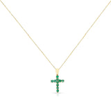 Gemstone Cut-Stone Cross Pendant, 18k