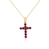 Gemstone Cut-Stone Cross Pendant, 18k