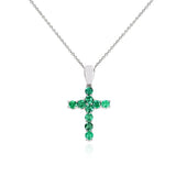 Gemstone Cut-Stone Cross Pendant, 18k