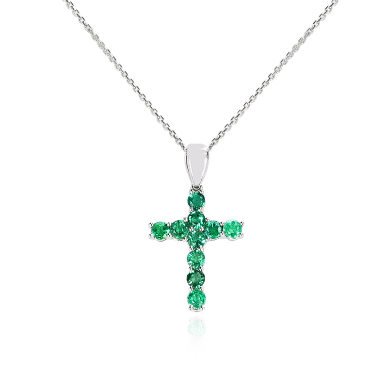 Gemstone Cut-Stone Cross Pendant, 18k