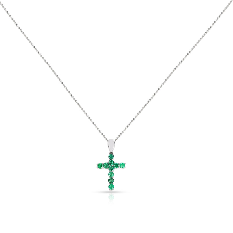 Gemstone Cut-Stone Cross Pendant, 18k