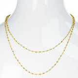 Yellow Diamond Faceted Beads Wire Wrap Necklace 40", 18K