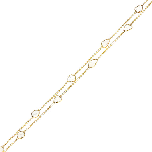 Double Line Diamond Slices Bracelet, 18K