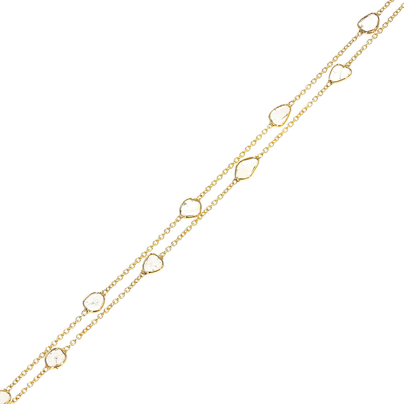 Double Line Diamond Slices Bracelet, 18K