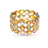 Multi Sapphire Triple Cut Stone Band, 18K