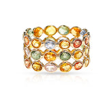 Multi Sapphire Triple Cut Stone Band, 18K