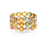 Multi Sapphire Triple Cut Stone Band, 18K