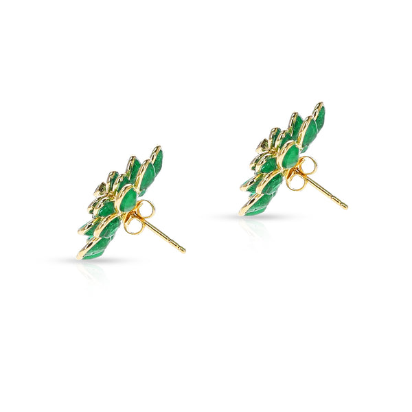 Emerald Floral Cocktail Earrings, 18K