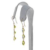 Three Oval Peridot Dangling Earrings, 18K