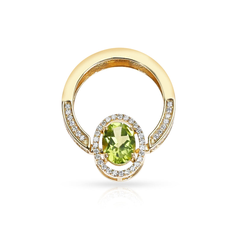 Convertible Pendant and Ring with Peridot and Diamonds, 18K