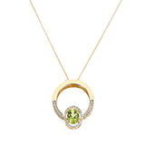 Convertible Pendant and Ring with Peridot and Diamonds, 18K