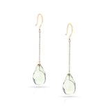 Smooth Green Amethyst Drop Dangling Earrings, 18K