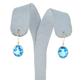 Large Oval Blue Topaz Earrings, 18K