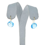 Blue Topaz Round Faceted Earrings, 18K