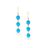Three Oval Cabochon Turquoise Cocktail Earrings, 18K