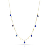 Pear Shape Sapphire and Diamond Rose Cut Drops Necklace, 18K