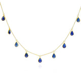Pear Sapphire Drop Necklace, 18K