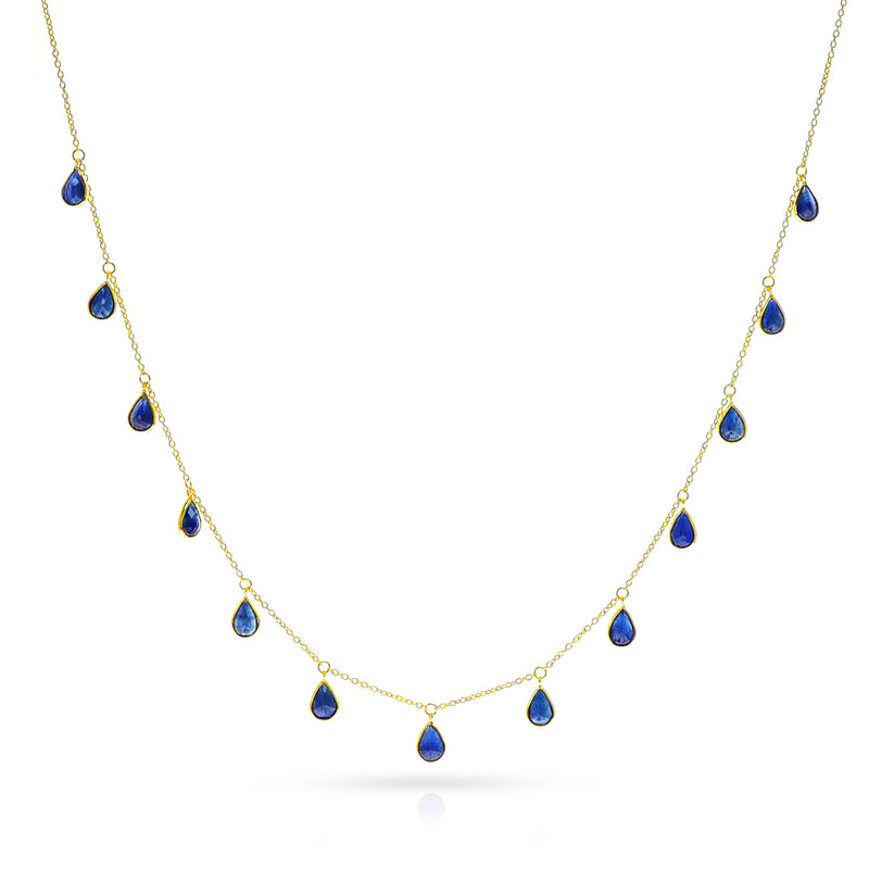 Pear Sapphire Drop Necklace, 18K