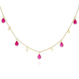 Pear Ruby and Diamond Rose Cut Drop Necklace, 18K