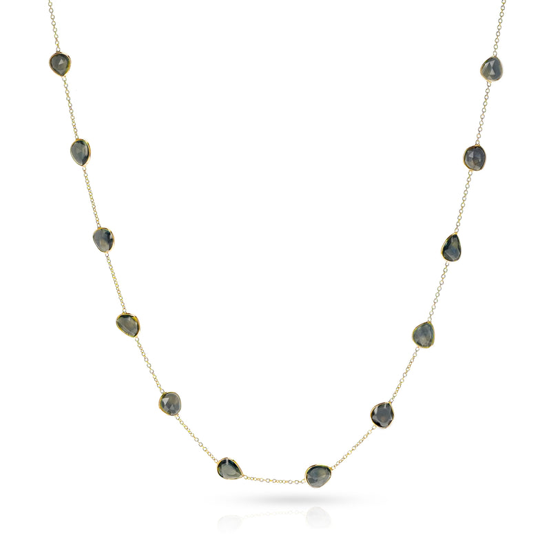 Mixed Green Sapphire Rose Cut Necklace, 18K