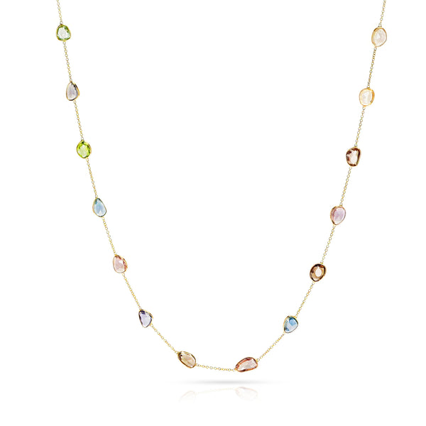 Pastel Multi-Sapphire Rose Cut Necklace, 18K