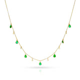 Emerald Pear and Diamond Rose Cut Drops Necklace, 18K