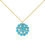 Round Cabochon Turquoise Cluster Pendant, 18K