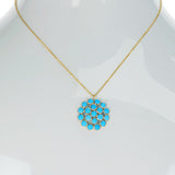 Round Cabochon Turquoise Cluster Pendant, 18K