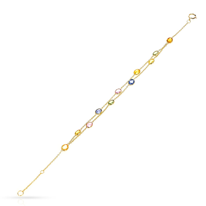 Double Line Multi-Sapphire Bracelet, 18K