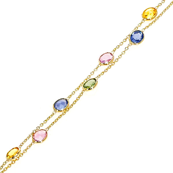 Double Line Multi-Sapphire Bracelet, 18K