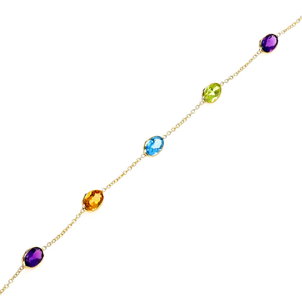 Mixed Semi-Precious Bracelet (Amethyst, Peridot, Citrine, Blue Topaz), 18K