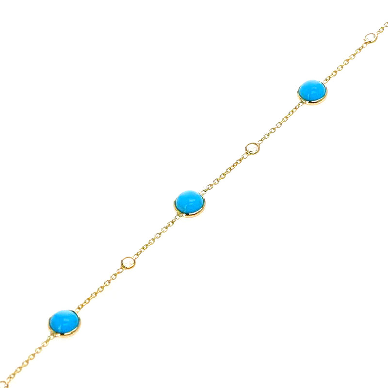 Round Turquoise and Diamond Rose Cut Bracelet, 18K