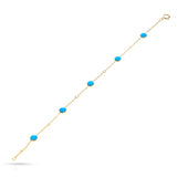 Round Turquoise and Diamond Rose Cut Bracelet, 18K