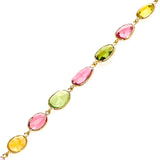 Multi-Tourmaline Mixed Rose Cut Tennis Bracelet, 18K