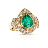 GIA Certified Natural Colombian Emerald Cocktail Ring with Diamonds, 18K