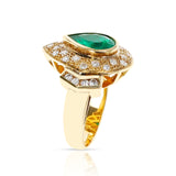 GIA Certified Natural Colombian Emerald Cocktail Ring with Diamonds, 18K