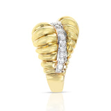 Curved Gold and Diamond Cocktail Ring, 18K