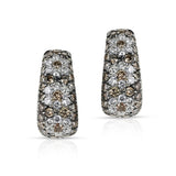 Tri-Floral Brown and White Diamond Earrings, 18K