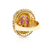Ruby and Diamond Cluster Dome Cocktail Ring, 18K Yellow Gold