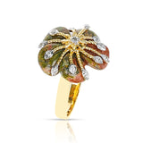 Unakite Carved Floral Ring with 14k Goldwork and Diamonds