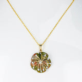 Unakite Carved Floral Pendant with 14k Goldwork and Diamonds
