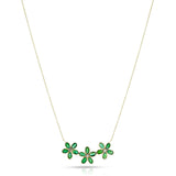 Gemstone Floral Necklace with Diamond, 18k