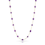Oval and Round Amethyst Cabochon Necklace , 18k Yellow Gold